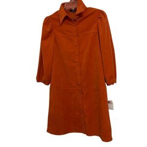 7 For All Mankind Burnt Orange Corduroy Shirt Dress